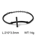 Stilvolles Herrenarmband aus schwarzem Edelstahl mit Kreuz und verstellbarer Kette - Hellschwarz