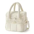 Detalle de la bolsa de almuerzo acolchada color crema de doble capa con asas - 25.4*17.78*25.4CM / Blanco Roto
