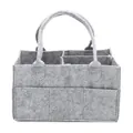 Large grey felt diaper caddy organizer with sturdy handles for baby nursery storage - 33x23x18cm / Light Gray