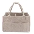 Durable beige felt diaper caddy organizer with compartments and handles for nursery storage - 33x23x18cm / Oatmeal