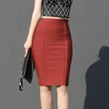 Elegant brick red high waist bandage pencil skirt with elastic slimming fit for women's fashion - S / Bottoms / Tan