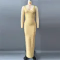 Elegant gold metallic bandage maxi dress on mannequin showing detailed stripe texture - S / Dresses / Gold (3428)