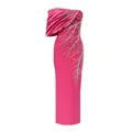 Elegant hot pink one-shoulder bandage evening dress featuring branch rhinestone patterns - S / Dresses / Rose Red