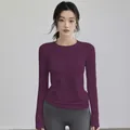 Professional slim fit purple long-sleeved yoga top for women in breathable fabric - S / Tops / Fuschia