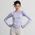 Slim fit long sleeve crew neck yoga top in lavender for pilates and fitness training - S / Tops / Light Purple