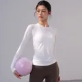 Slim fit white long sleeve yoga top for women, breathable Pilates and fitness wear - S / Tops / White
