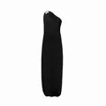 Elegant black one-shoulder long evening dress featuring chic metallic shoulder detail - S / Dresses / Black