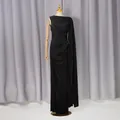Elegante abito lungo nero monospalla con dettagli drappeggiati asimmetrici - Taglia S / Vestiti / Nero