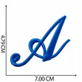 Blue embroidered letter A patch showing detailed 7.00cm x 4.79cm dimension lines - Letter A