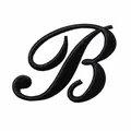Detailed view of black embroidered letter B patch showing texture and 6x4.6cm dimensions - Letter B / Single Piece / Black
