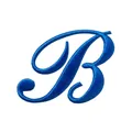 Blue embroidered script letter B patch with 4.67x6.14cm measurements for DIY crafts - Letter B