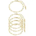 Gold-plated stainless steel paperclip link bracelet with adjustable extender chain - Gold