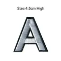Embroidered letter A patch in silver and black, 4.5cm height for DIY clothing decoration - Letter A / 4.5cm High
