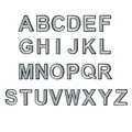 Set of silver metallic uppercase A-Z alphabet iron-on patches for DIY clothing décor - A-Z 26 Letters Set
