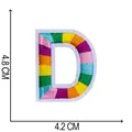 Detailed view of colorful embroidered letter D patch showing dimensions 4.8 x 4.2 cm - Letter D / 4.8x4.2cm