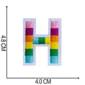 Rainbow embroidered letter H patch showing dimensions 4.8cm by 4.0cm - Letter H