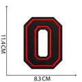 Grand écusson lettre O brodé noir et rouge de 11,4 cm pour réparation de vêtements DIY - Chiffre 0