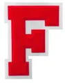 Vibrant red chenille embroidery letter F patch with white felt border for DIY clothing - Letter F