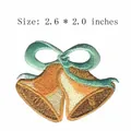 Golden bells embroidered patch with green bow DIY iron-on accessory 2.6 x 2.0 inches - Golden Bell Style (HS1204023)