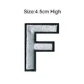 White embroidered letter F patch with black felt border, 4.5cm high for DIY clothing - Letter F