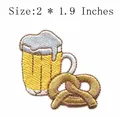 Beer mug and pretzel embroidered iron-on patch decorative badge, size 2 x 1.9 inches - Beer Mug Style (97844) / 5.0cm x 4.8cm