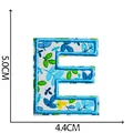 Blue floral embroidered letter E patch with 5x4.4cm dimensions for clothing decor. - Letter E