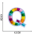 Detailed view of rainbow striped embroidered letter Q patch showing 4.9cm height - Letter Q