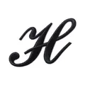 Zwarte geborduurde patch letter H voor DIY kleding decoratie, 7,28 x 4,69 cm - Letter H