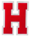 Red chenille embroidered letter H patch with white felt border for DIY clothing decoration - Letter H