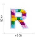 Detailed size measurement of the embroidered rainbow letter R patch (4.4 x 4.0 cm) - Letter R