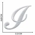 Patch alphabet lettre J brodé blanc pour couture DIY, taille 5,5x4,7 cm - Lettre I