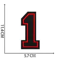 Écusson brodé numéro 1 noir et rouge, hauteur 11,4 cm pour décoration de vêtements DIY - Chiffre 1