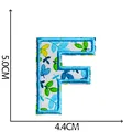 Blue floral embroidered letter F patch for clothing decoration, 5.0 x 4.4 cm size - Letter F