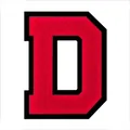 Red chenille letter D patch with black border for varsity jackets and DIY apparel - Letter D