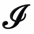Zwarte geborduurde letterpatch voor DIY kleding, afmeting 4,69 x 5,53 cm - Letter I