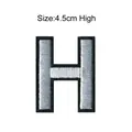 Premium silver embroidered letter H patch, 4.5cm high for DIY clothing decoration - Letter H