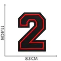 Grand écusson brodé numéro 2 noir et rouge style varsity pour vêtements DIY, 11,4x8,3cm - Chiffre 2