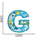 Floral embroidered letter G patch iron-on blue flower pattern applique for clothing - Letter G
