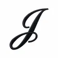 Toppa ricamata lettera J corsiva nera per accessorio abbigliamento fai-da-te 6cm - Lettera J