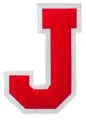 Red chenille embroidery letter J patch with white felt border for DIY clothing repair - Letter J