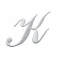 Écusson brodé lettre K blanche en cursive pour réparation de vêtements 4.69x7.02cm - Lettre K