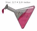 Embroidered cocktail glass patch for DIY clothing decoration, size 2.7x2.0 inches - 6.8cmx5.0cm
