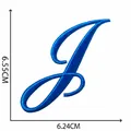 Toppa ricamata lettera J corsivo blu per abbigliamento fai da te, 6,55x6,24 cm - Lettera J