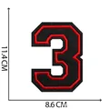 Grand écusson brodé thermocollant numéro 3 en rouge et noir, taille 11,4x8,6 cm - Chiffre 3