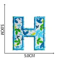 Blue floral embroidered letter H patch, 5.0cm iron-on decorative appliqué for clothes - Letter H
