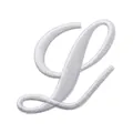 Écusson brodé lettre L cursive blanche accessoire vêtement DIY 4,75x6,32cm - Lettre L