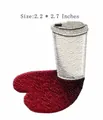 Embroidered heart-shaped coffee spill patch iron-on badge for DIY clothing decoration - 5.6cmx6.8cm
