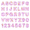 Complete set of floral alphabet and number embroidery patches for DIY clothing decoration - Flower Purple (A-Z 26 Letters Set) / 36 Piece