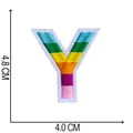 Rainbow multi-color embroidered letter Y patch size 4.8 x 4.0 cm detail view for clothing DIY - Letter Y