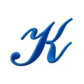 Toppa ricamata lettera K blu in corsivo per decorazione abiti fai-da-te, 7,02x4,69cm - Lettera K